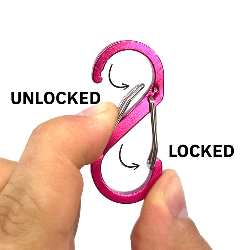 Dekoratív karabiner S-kampó alakú 50 mm - rózsaszín