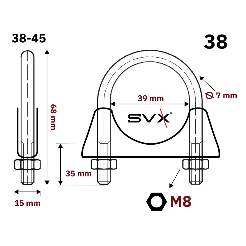 Csőbilincs zn 38-45mm