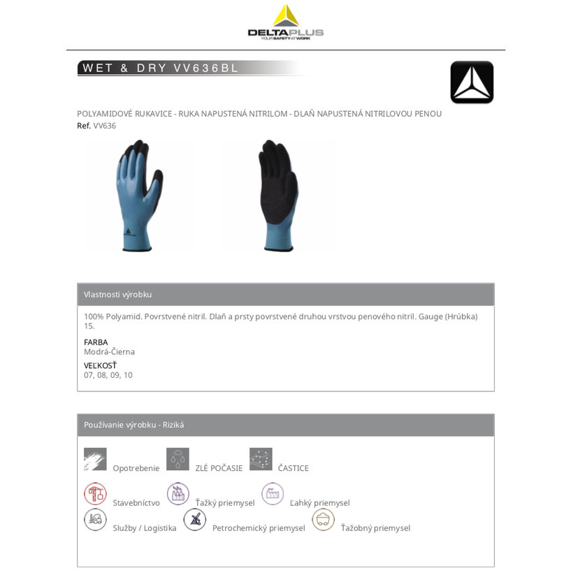 WET &amp; DRY VV636BL munkakesztyű 10