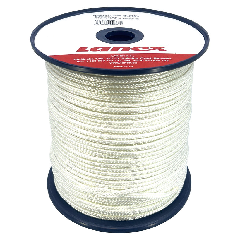PA fonott kötél mag nélkül, fehér, 16 pr 3mm