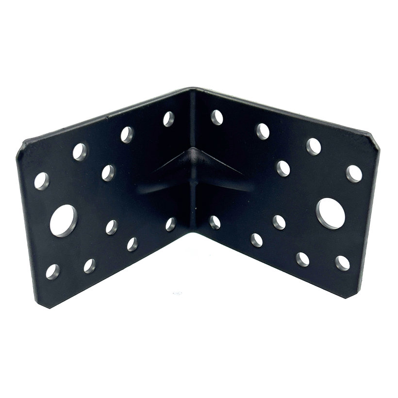 Erősített sarokösszekötő lemez formázással - fekete 10db 70x70x55x2,5mm