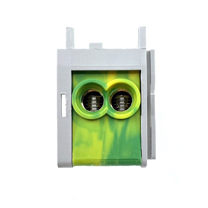 Főáramköri leágazó kapocs, sínre szerelhető, zöld/sárga