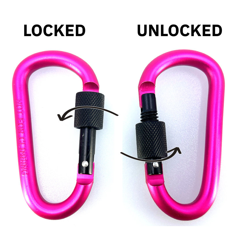 Alumínium karabiner biztosítékkal - rózsaszín