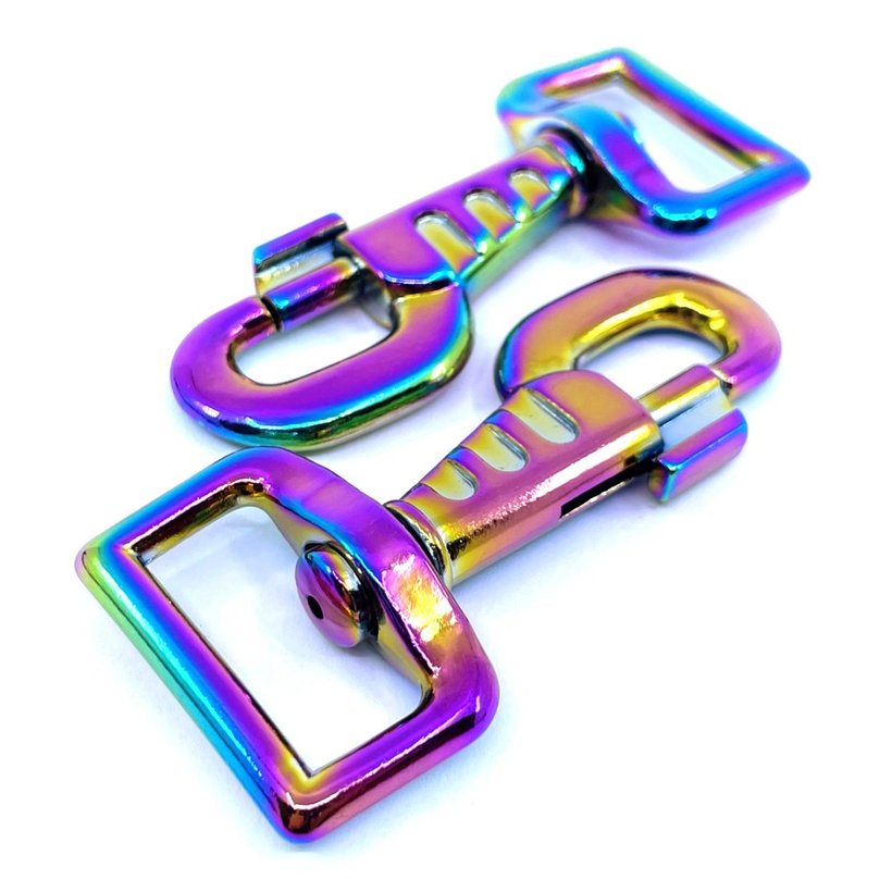 Forgó karabiner felülnyomással, szivárványos 80x25mm