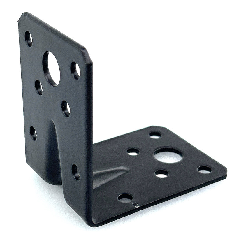 Erősített sarokösszekötő lemez formázással - fekete 10db 60x60x45x2mm