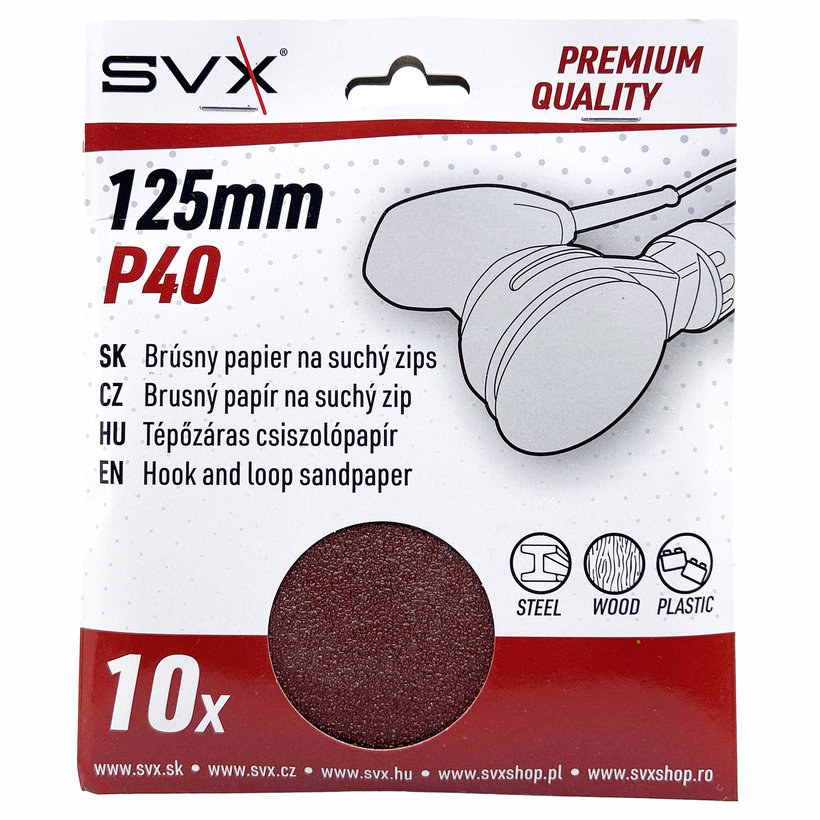 Tépőzáras csiszolópapír – 125 mm-es korong P40 - 10 db