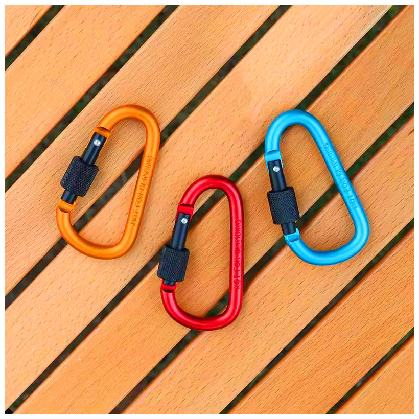 Alumínium karabiner biztosítékkal - narancs