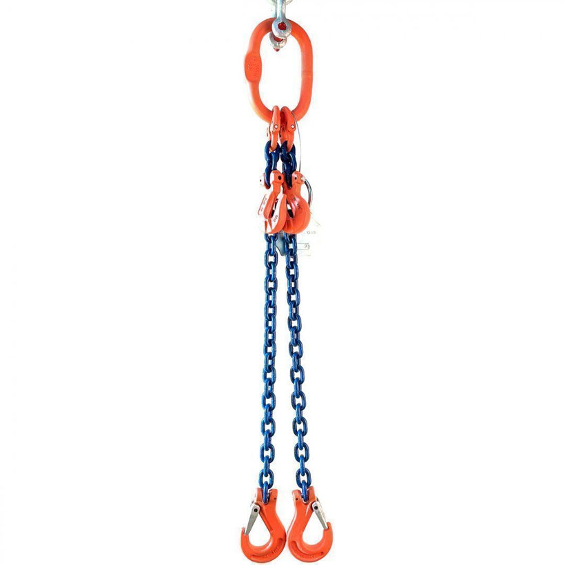 Láncos felfüggesztés szem-2 kampó 100 o. rövidítővel (2 m, 5600/4000 kg, 10 mm)