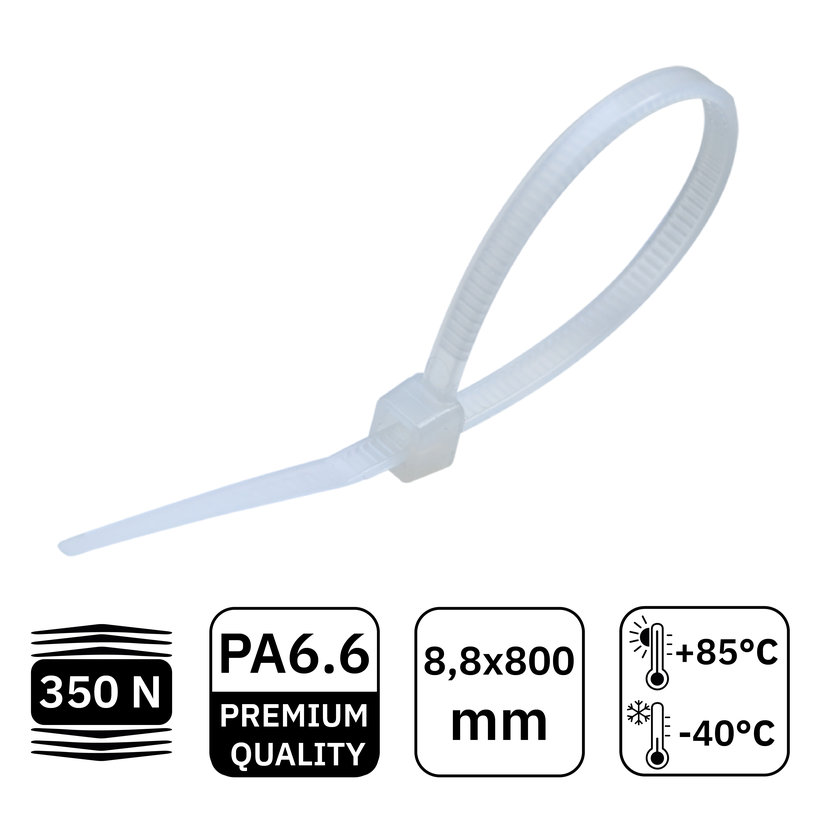 Kábelkötegelő fehér 20db 8,8x800mm