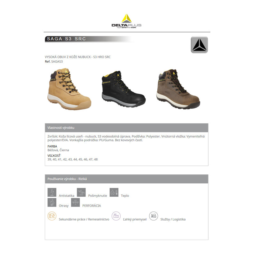 Magas munkacipő SAGA S3 bézs 41