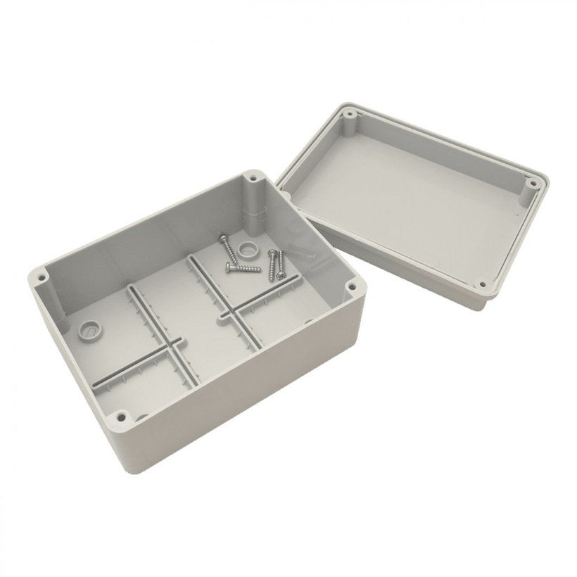 Elektronikai doboz, világos szürke, teli fedéllel  IP54 150x110x70mm