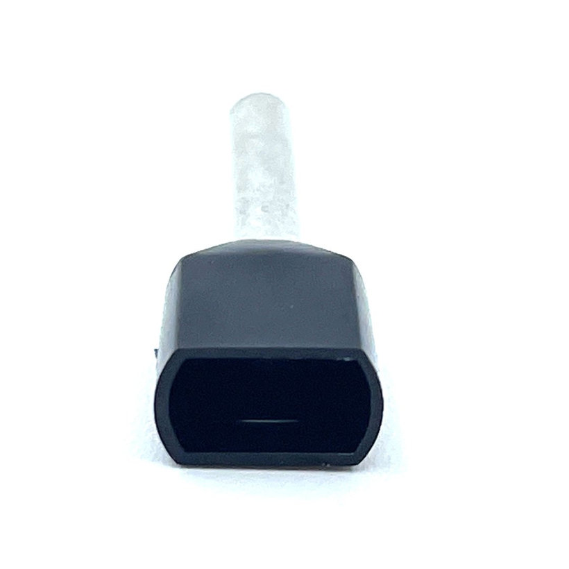 Szigetelt iker-érvéghüvely, ónoz. elektr.réz, fekete 1,5mm²