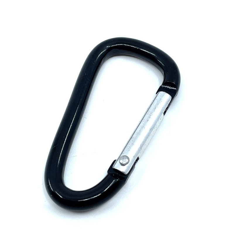 Karabiner alumínium D-alakú - fekete 6mm