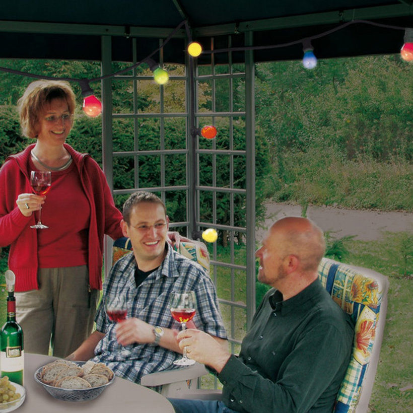 Party fények kültéri használatra, 10 lámpával E27