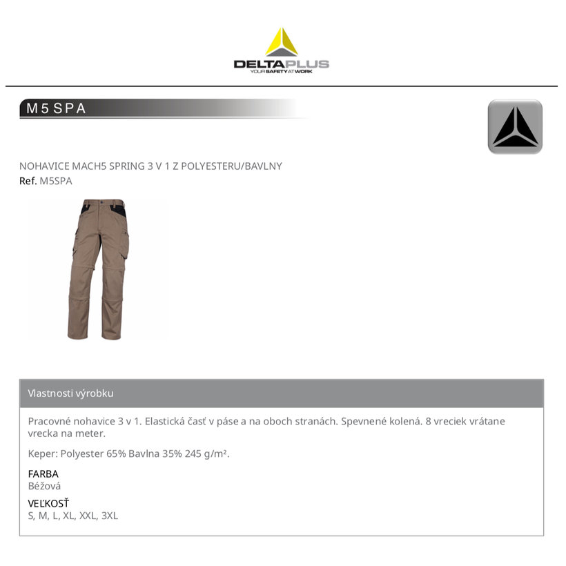 MACH5 SPRING munkanadrág bézs S