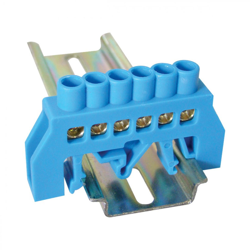 Szigetelt földelősín N, kék 6P