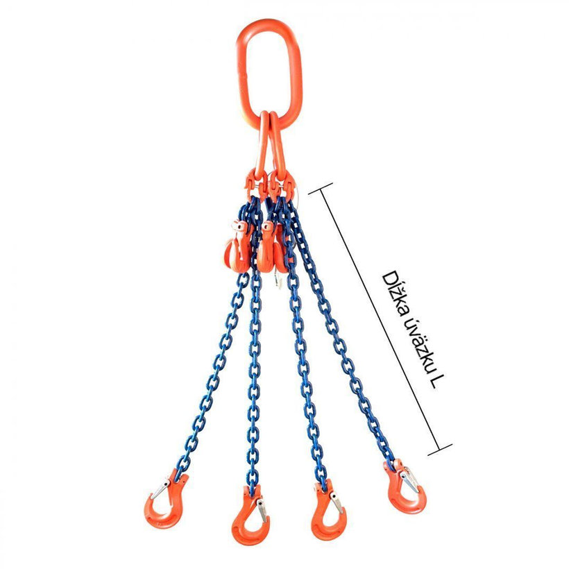 Láncos felfüggesztés szem-4 kampó 100 o. rövidítővel (2 m, 5300/3750 kg, 8 mm)