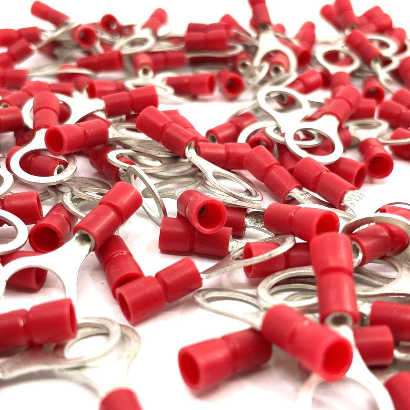 Szigetelt szemes saru, ónozott elektrolitréz, piros 1,5mm²