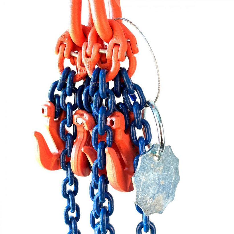 Láncos felfüggesztés szem-4 kampó 100 o. rövidítővel (1 m, 5300/3750 kg, 8 mm)