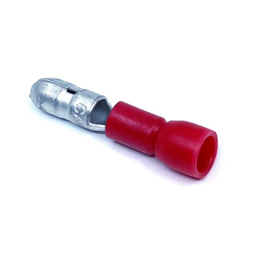 Szigetelt hengeres csatlakozó dugó, elektrolitréz, piros 1,5mm²