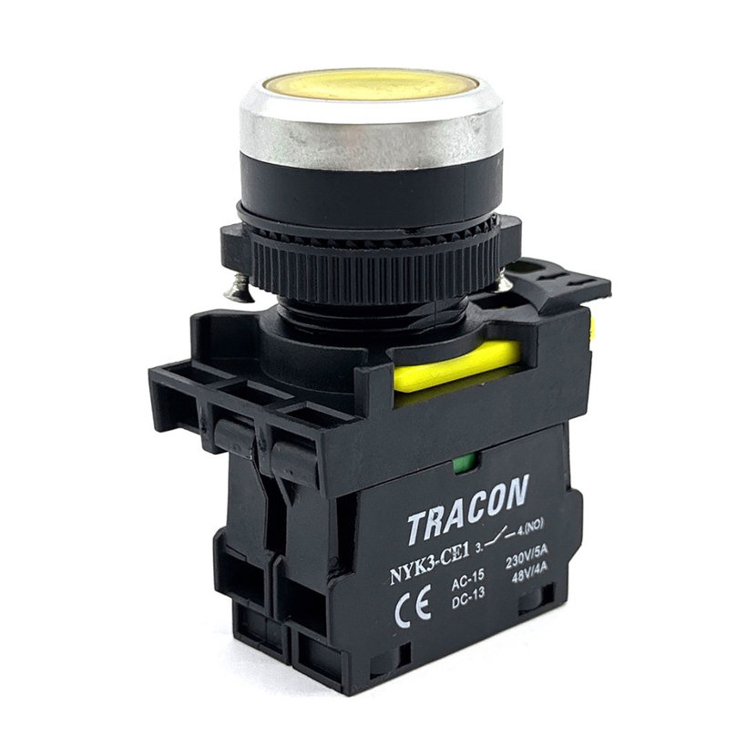 Gombkapcsoló háttérvilágítással sárga