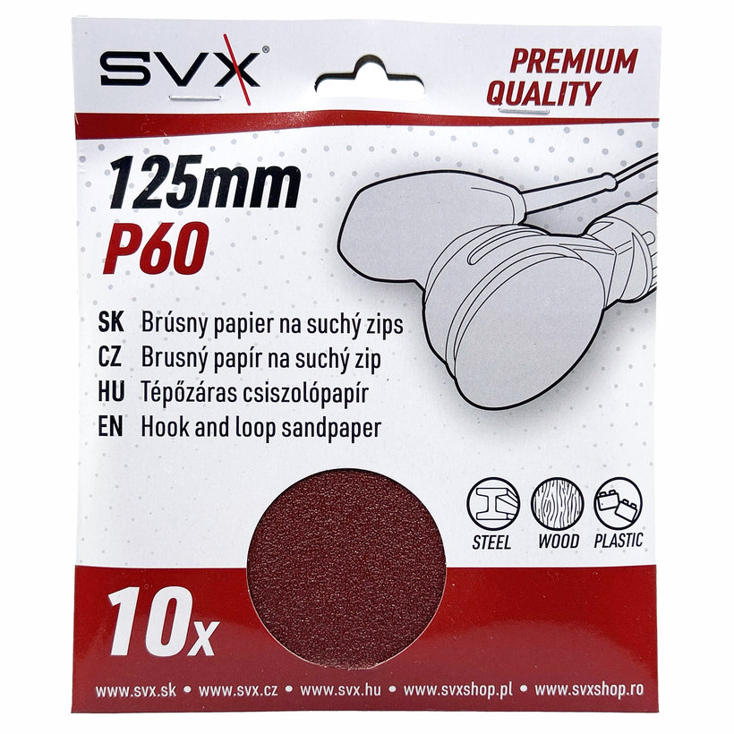 Tépőzáras csiszolópapír – 125 mm-es korong P60 - 10 db