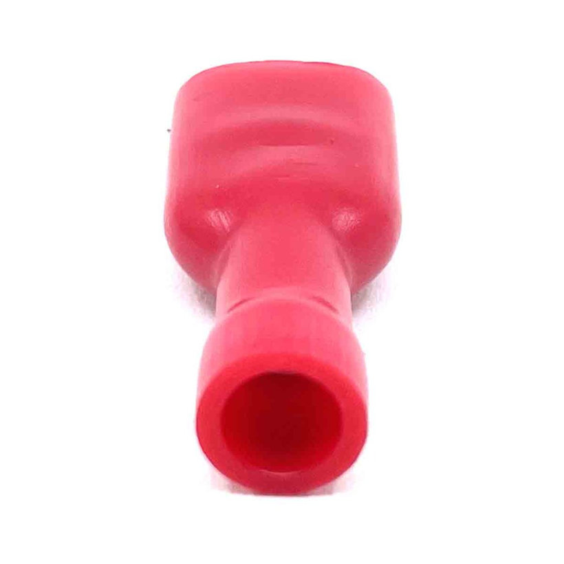 Teljes szigetelésű rátolható csatl. hüvely, sárgaréz, piros 1,5mm²