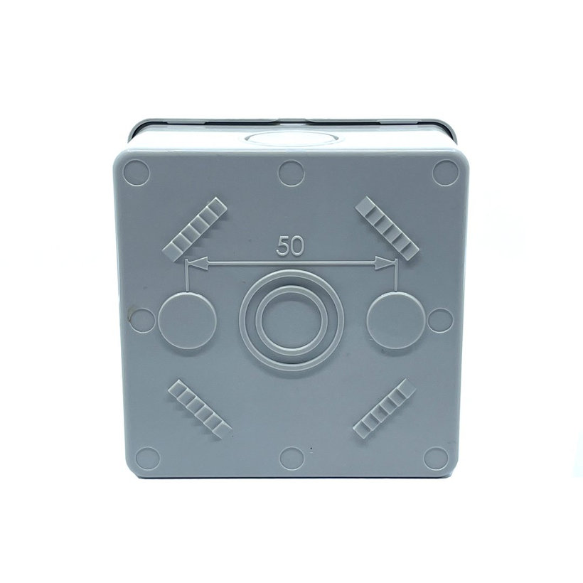 Elektronikai doboz, világos szürke, teli fedéllel IP44 80x80x40mm