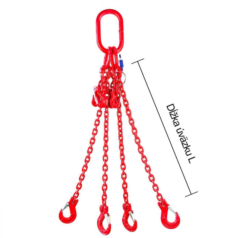 Láncos felfüggesztés szem-4 kampó 80 o. rövidítővel (0,5 m, 4250/3000 kg, 8 mm)