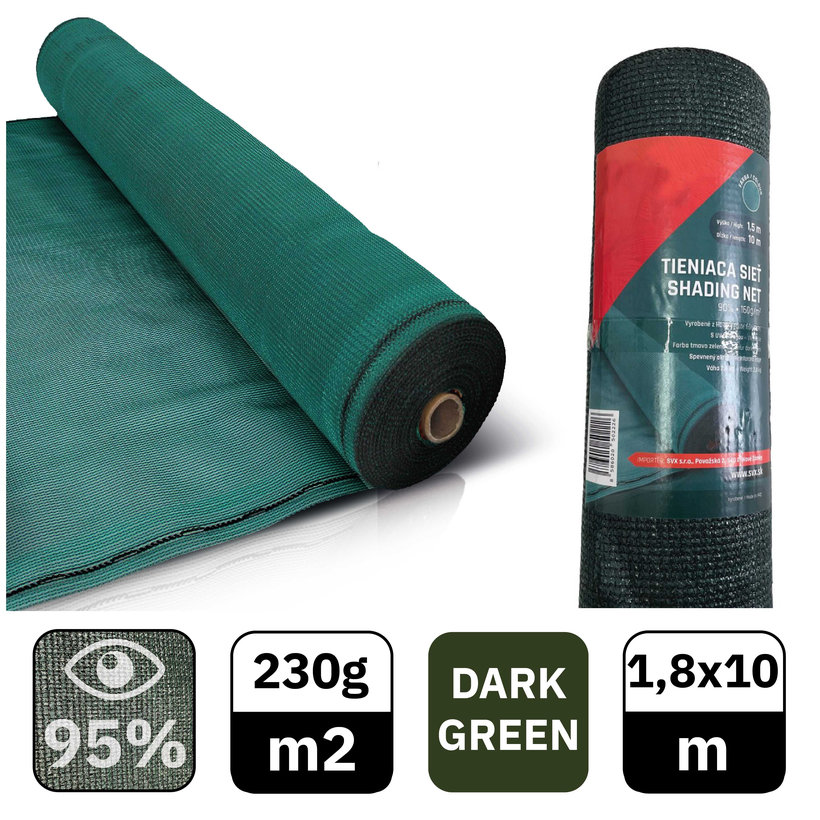 Árnyékoló háló zöld 95% - hosszúság 10m - magasság 1,8m
