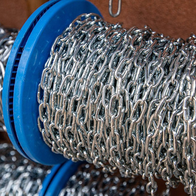 Lánc DIN 5685/A műanyag orsón horganyzott 12mm