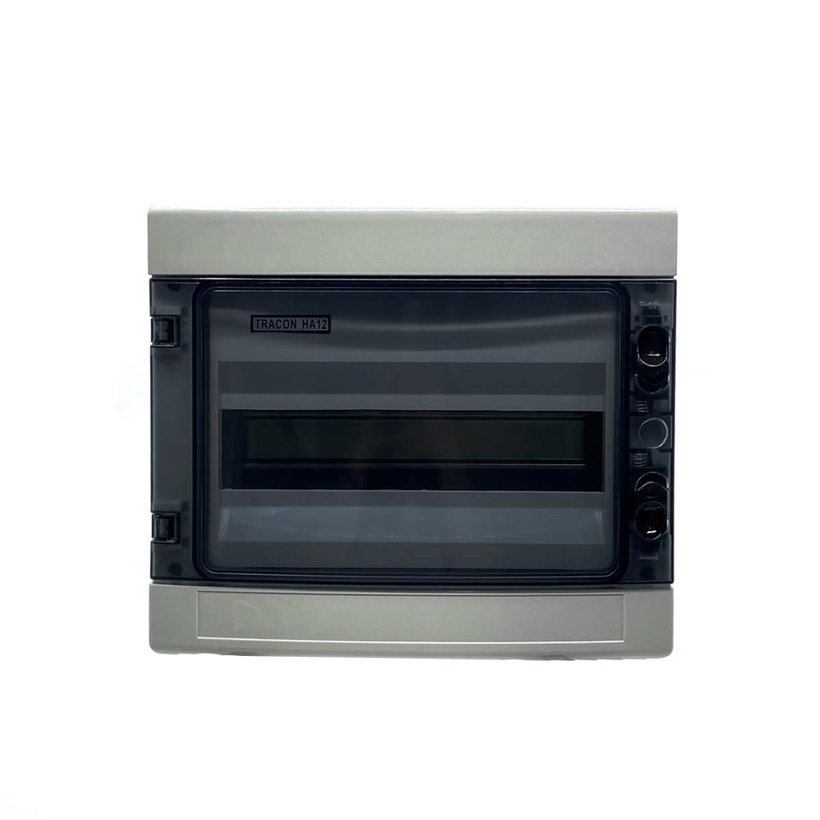 Falon kívüli elosztódoboz, átlátszó ajtóval, N/PE sínnel 300x260x140mm