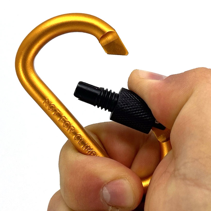 Alumínium karabiner biztosítékkal - sárga