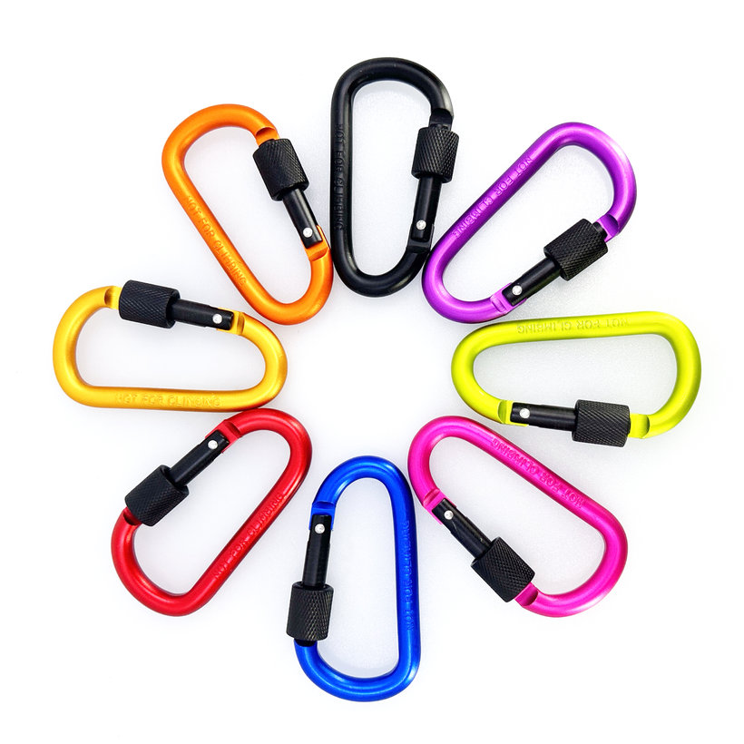 Alumínium karabiner biztosítékkal - narancs