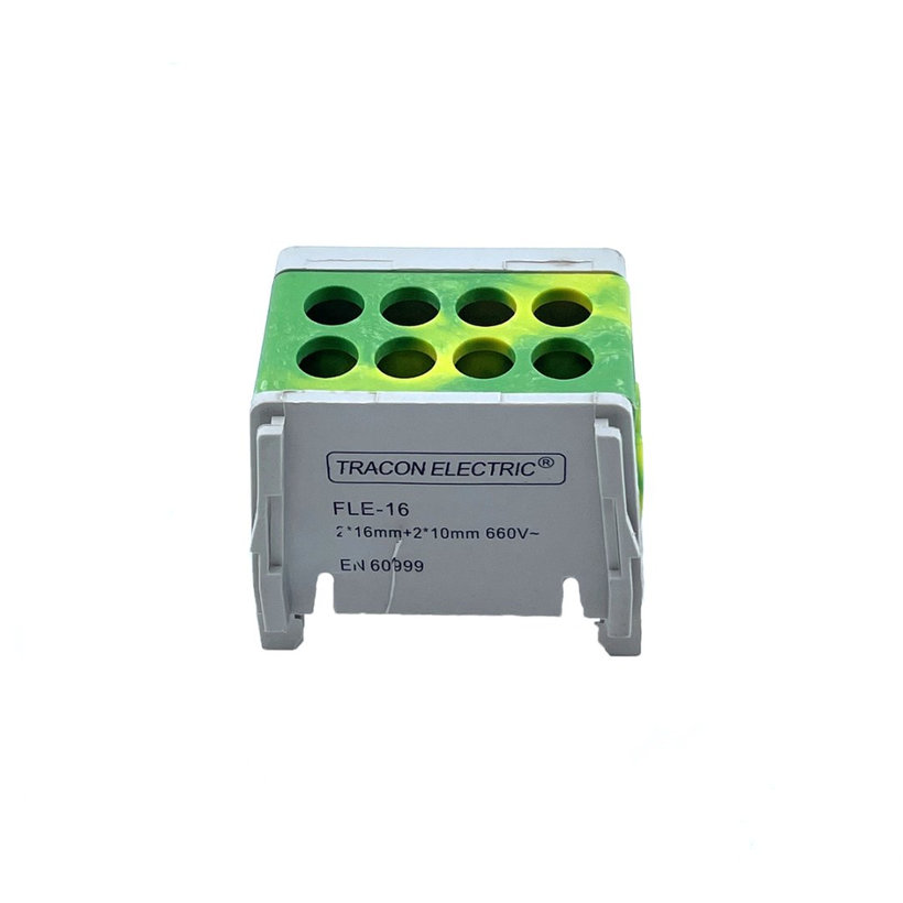 Főáramköri leágazó kapocs, sínre szerelhető, zöld/sárga