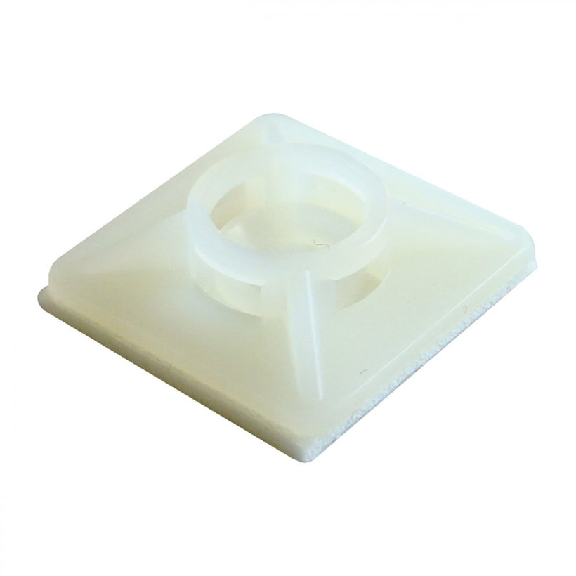 Öntapadós/csavarozható, 4oldalt fűzhető kötegelő talp,natúr 20x20mm