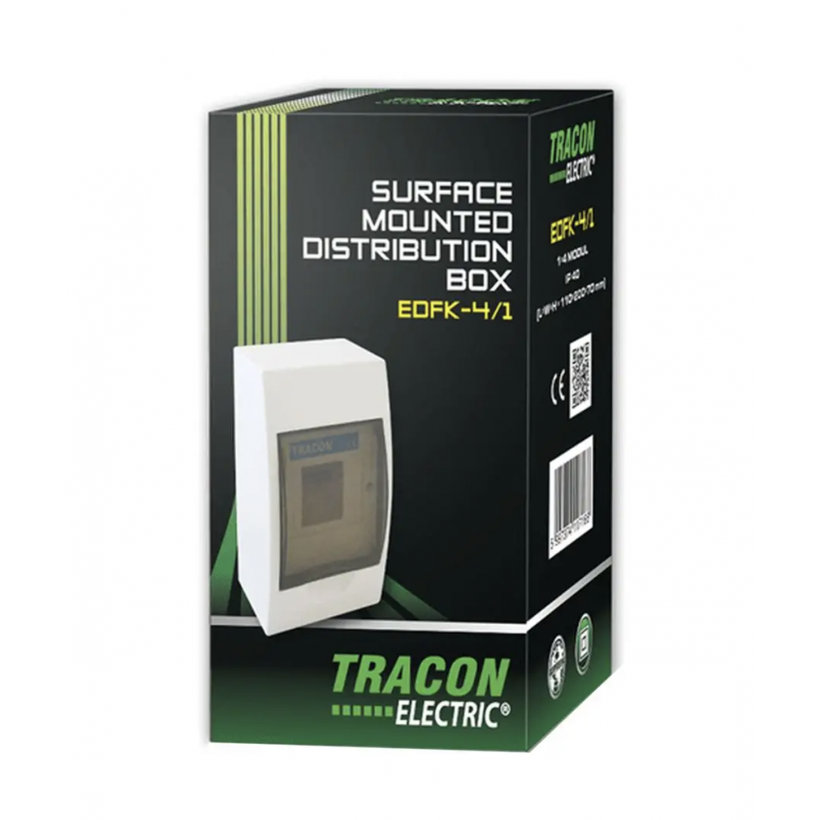 Falon kívüli elosztódoboz, füstszínű ajtóval, N/PE sínnel 110x200x70mm