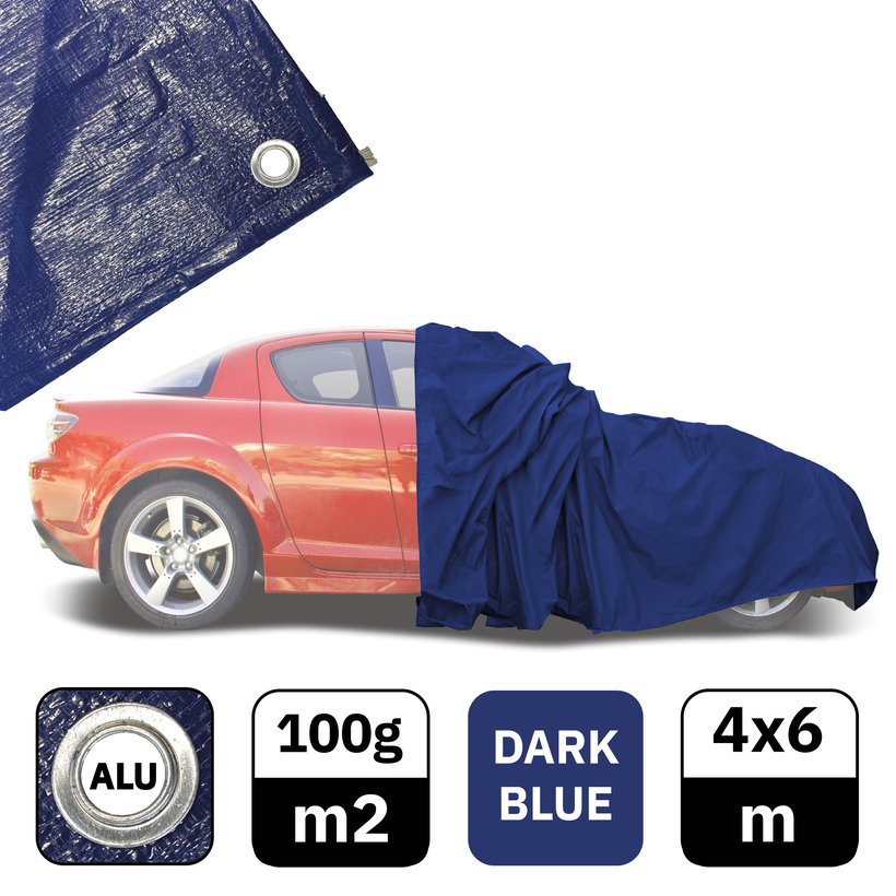 Takaróponyva 4x6m sötétkék 100g/m²