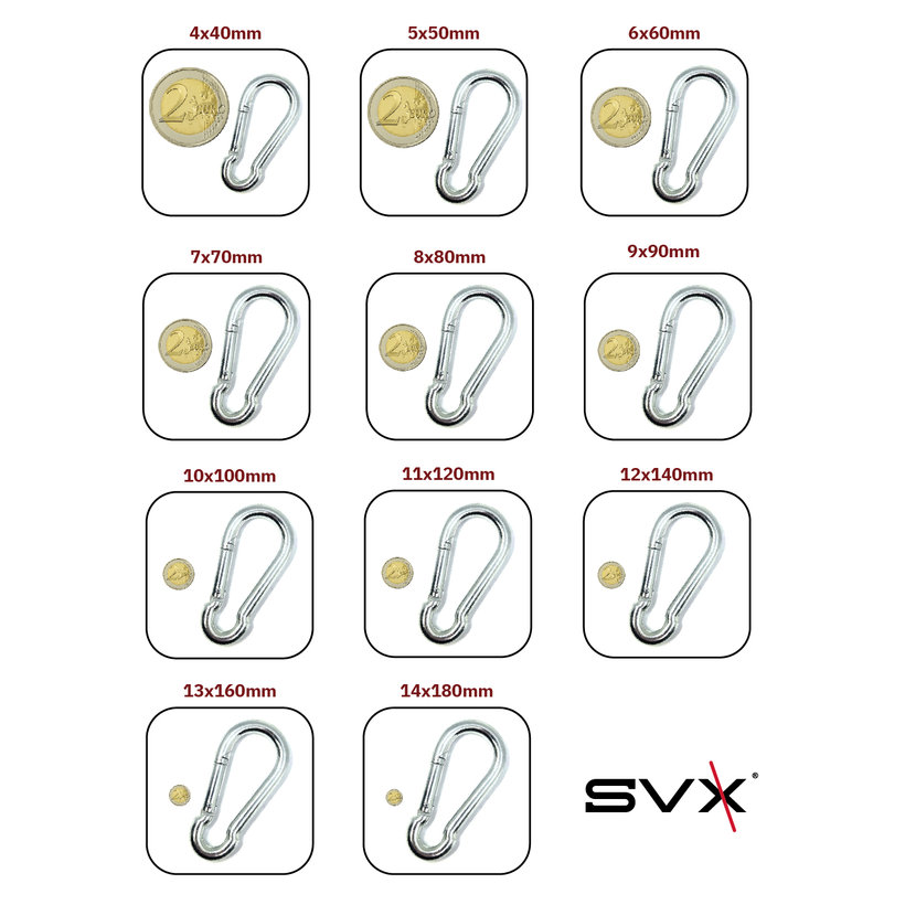 Tűzoltó karabiner horganyzott DIN 5299C 10mm