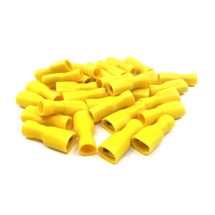 Teljes szigetelésű rátolható csatl. hüvely, sárgaréz, sárga 6mm²