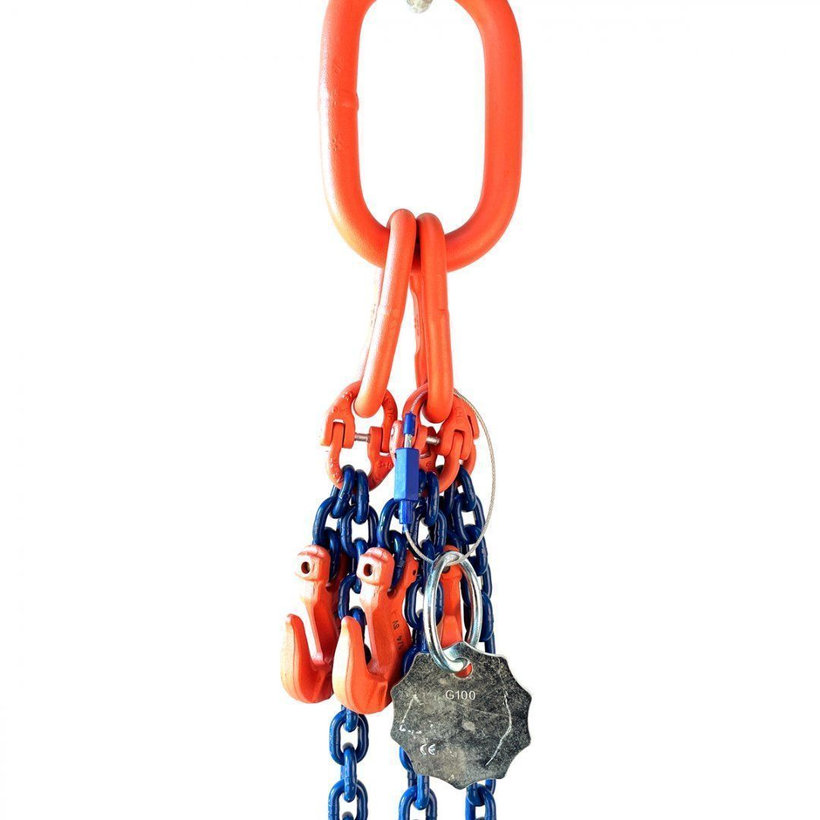 Láncos felfüggesztés szem-3 kampó 100 o. rövidítővel (2 m, 14000/10000 kg, 13 mm)