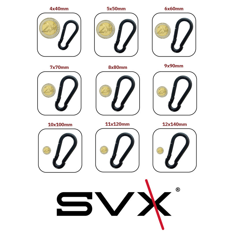 Tűzoltó karabiner DIN 5299C fekete 7mm