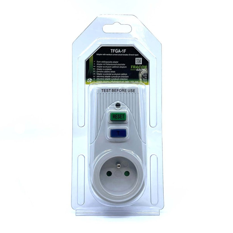 Áram-védőkapcsolós adapter, csapos védőérintkezővel 16A