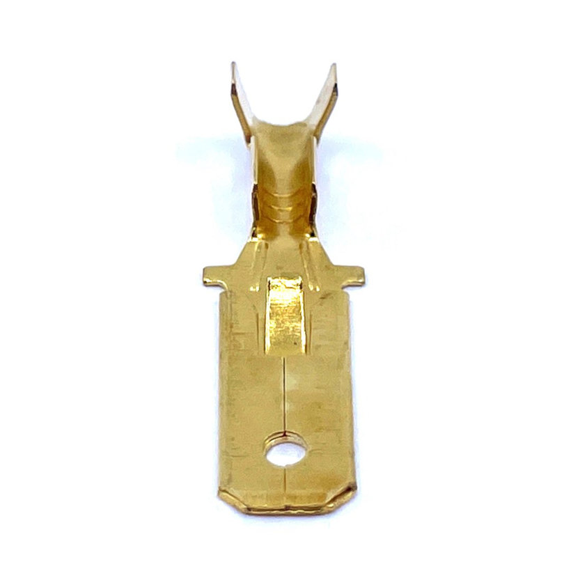 Szigeteletlen rátolható csatlakozó csap, sárgaréz, rögz.csapos 2,5mm²