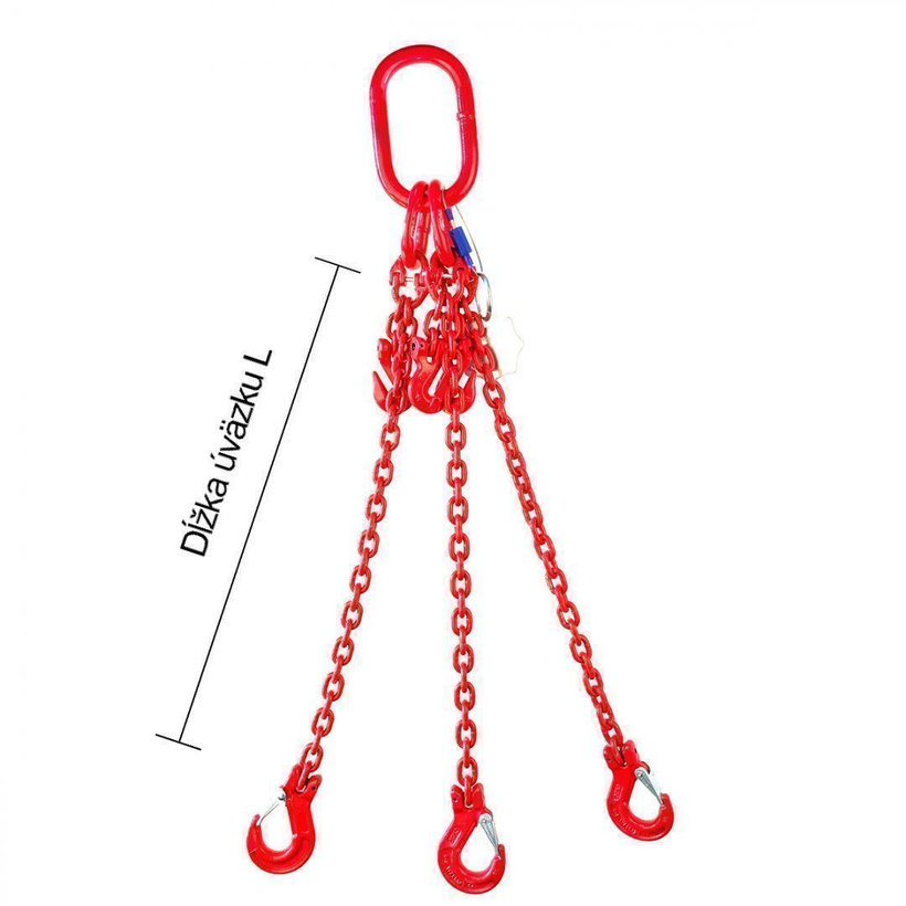 Láncos felfüggesztés szem-3 kampó 80 o. rövidítővel (5 m, 6700/4250 kg, 10 mm)