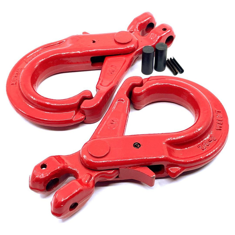 Önzáró kampó láncra, villával 80 o. piros 6mm