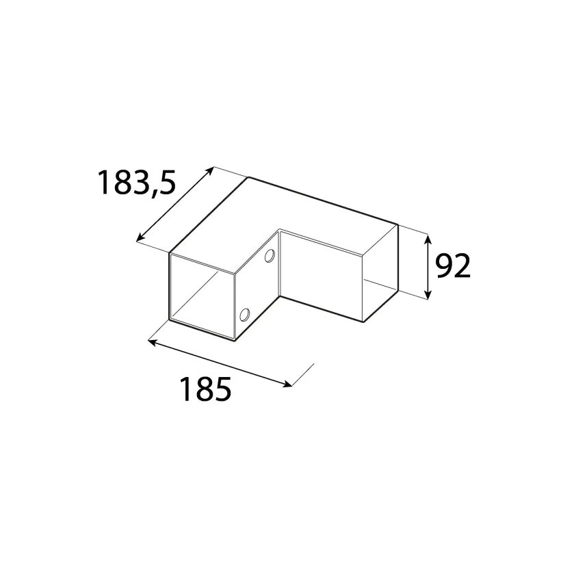 Négyzet alakú gerenda csatlakozó GPL 90 fekete 92x183,5x185 mm