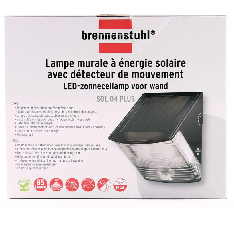 Szolár LED fali lámpa PIR mozgásdetektorral fekete