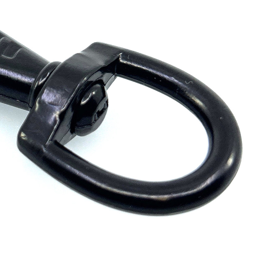 Forgó karabiner felülnyomással, fekete 88x20mm