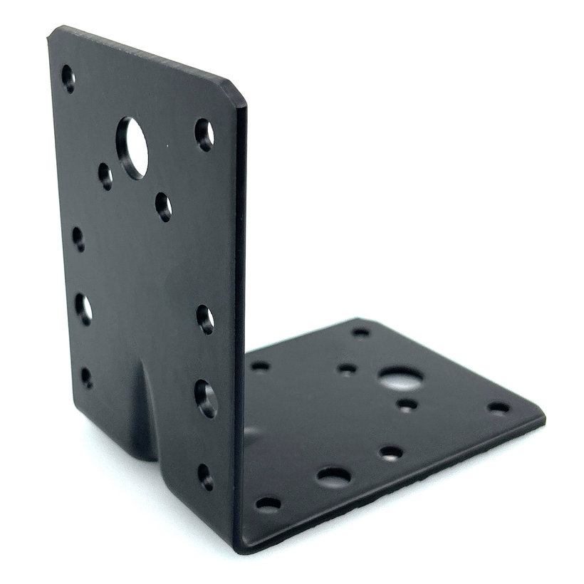 Erősített sarokösszekötő lemez formázással - fekete 10db 90x90x65x2,5mm